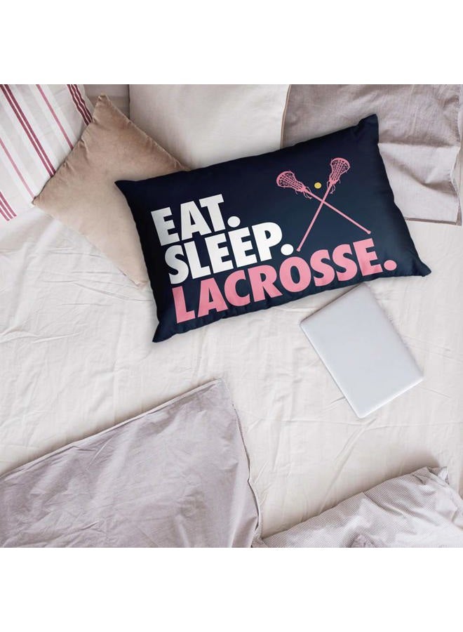 ChalkTalkSPORTS Eat Sleep Lacrosse Pillowcase | Girls Lacrosse Pillows by ChalkTalk Sports | Multiple Colors Blue lx-09066-NAVY - Image 3
