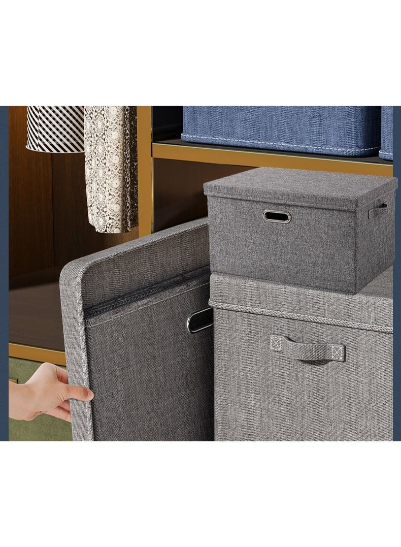 NIBEMINENT 2PCS Large Storage Bags, Clothes Storage Bins with Lid Foldable Closet Organizers Storage Containers with Durable Handles Thick Fabric Storage Box for Blanket Comforter Clothing Bedding - Image 3