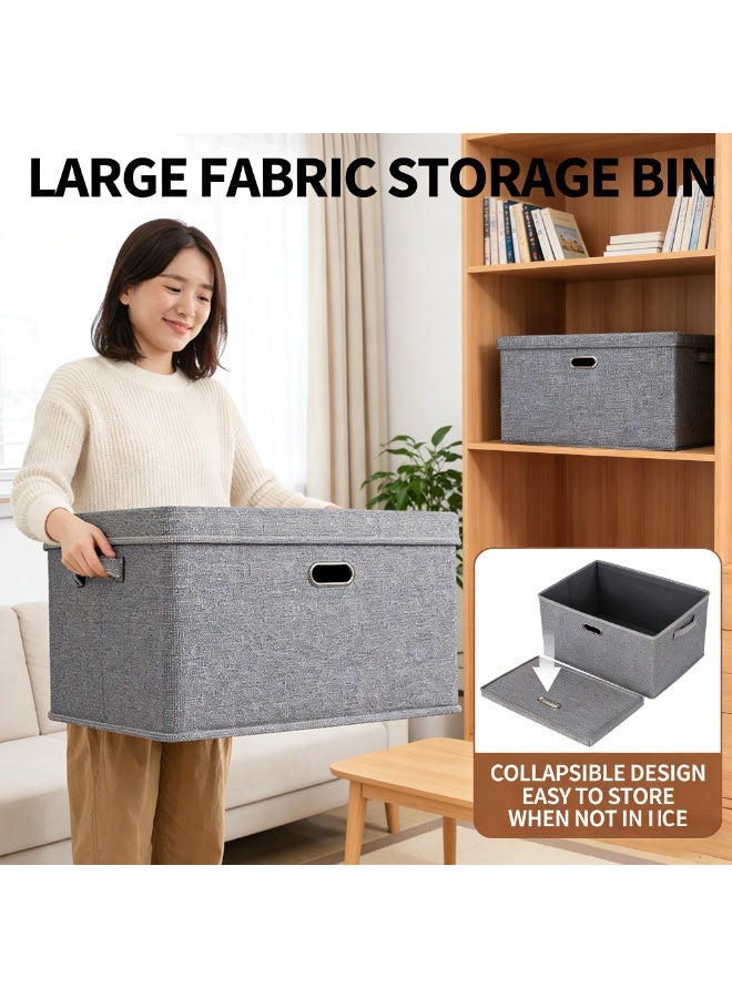 NIBEMINENT 2PCS Large Storage Bags, Clothes Storage Bins with Lid Foldable Closet Organizers Storage Containers with Durable Handles Thick Fabric Storage Box for Blanket Comforter Clothing Bedding - Image 1