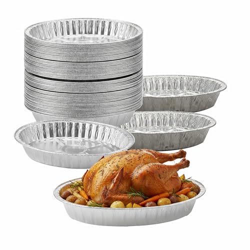 EcoQuality 10 PACK - Disposable Durable Oval Roaster Pan - Turkey Roasting Pans Extra Large, Heavy-Duty Aluminum Foil | Deep, Oval Shape for Chicken, Meat, Brisket, Roasting, Baking | Recyclable | USA MADE - Image 1