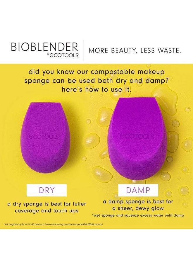 Ecotools - Bioblender Makeup Sponge Duo, Compostable Makeup Blender, For Liquid & Cream Foundation, Seamless Application, Eco-Friendly Beauty Sponge, Cruelty-Free & Latex Free, 2 Count - Image 1