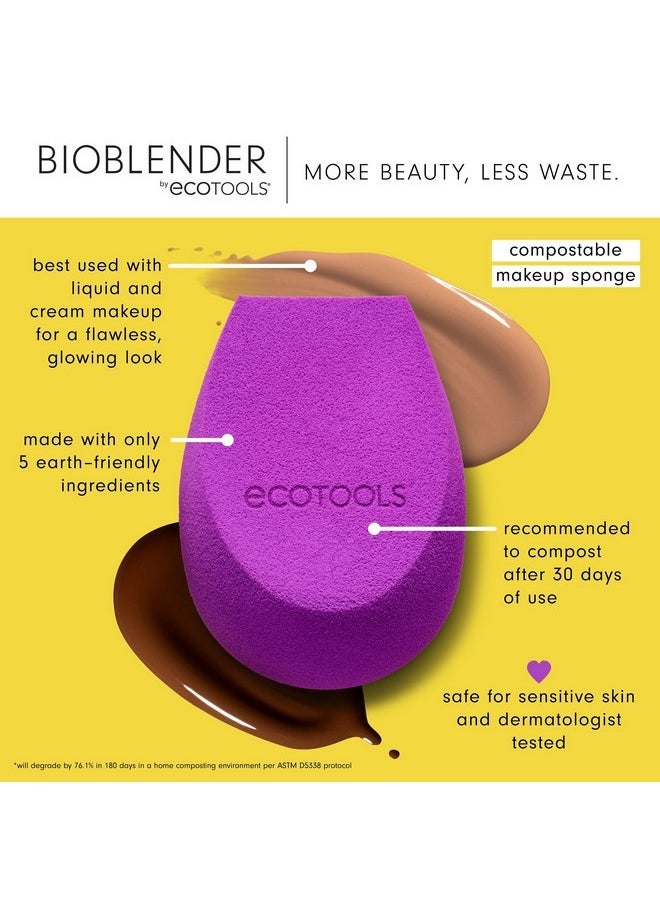 Ecotools - Bioblender Makeup Sponge Duo, Compostable Makeup Blender, For Liquid & Cream Foundation, Seamless Application, Eco-Friendly Beauty Sponge, Cruelty-Free & Latex Free, 2 Count - Image 1