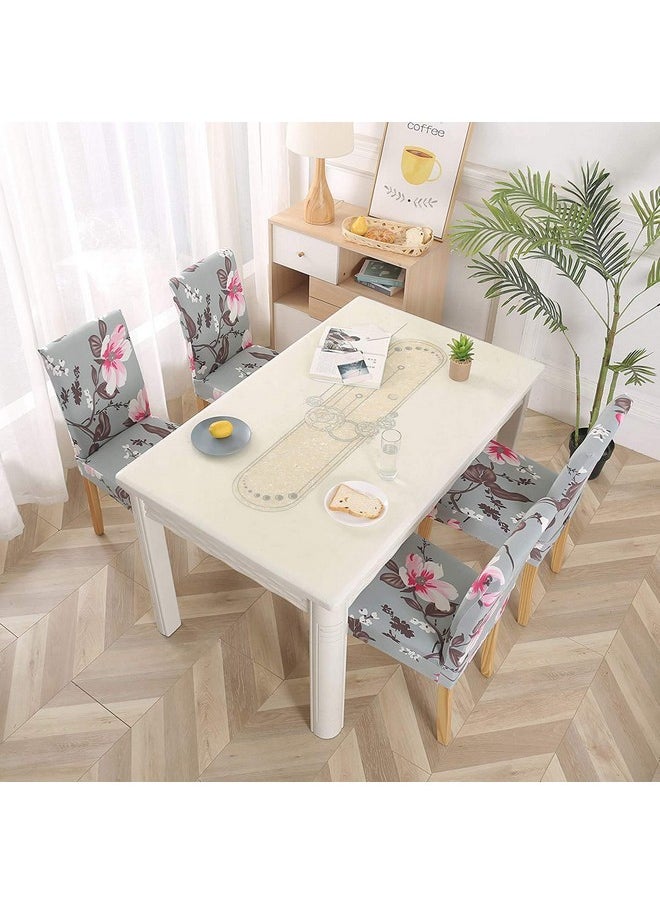 Styleys Styleys Elastic Chair Cover Stretchable Removable Washable Dining Chair Cover Protector Seat Slipcover (4 Chair Cover, SLMC108 Grey/Pink Flower), Polyester;Polyester Blend  - Image 2