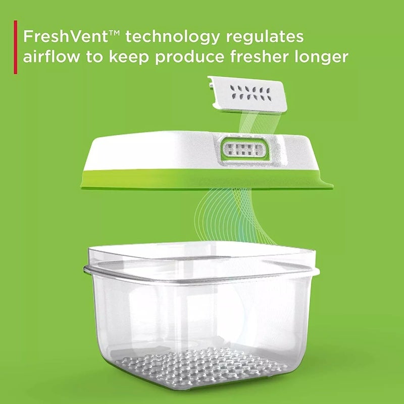 Rubbermaid حاوية تخزين الخضروات الكبيرة من Rubbermaid FreshWorks Saver سعة 181 كوب شفافة - Image 2