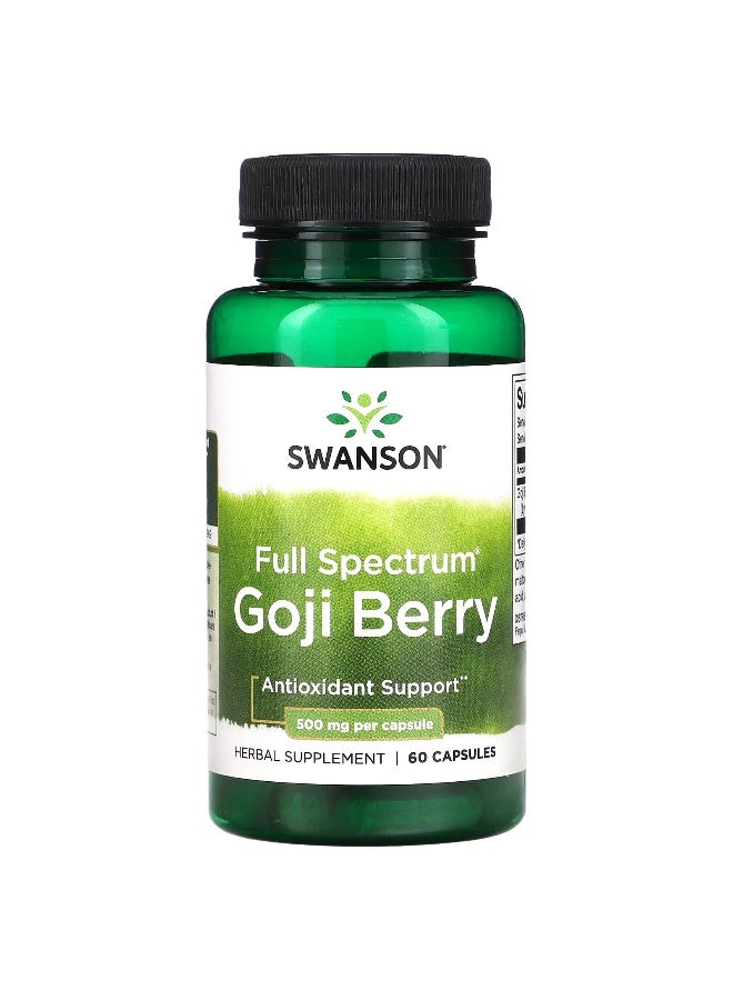 SWANSON سوانسون، توت غوجي كامل الطيف، 500 ملغ، 60 كبسولة - Image 1