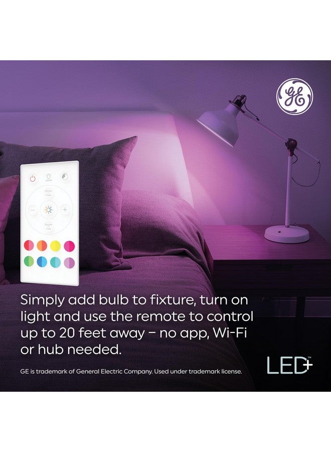 GE LED+ Color Changing LED Light Bulbs with Remote, No App or Wi-Fi Required, A19 Bulbs (3 Pack) - Image 3