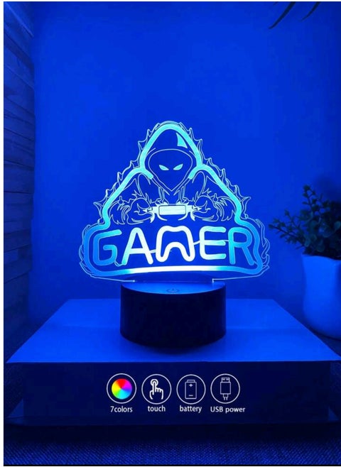 مصباح LED بتصميم ثلاثي الأبعاد لتزيين الطاولة متعدد الألوان نمط القيمينق