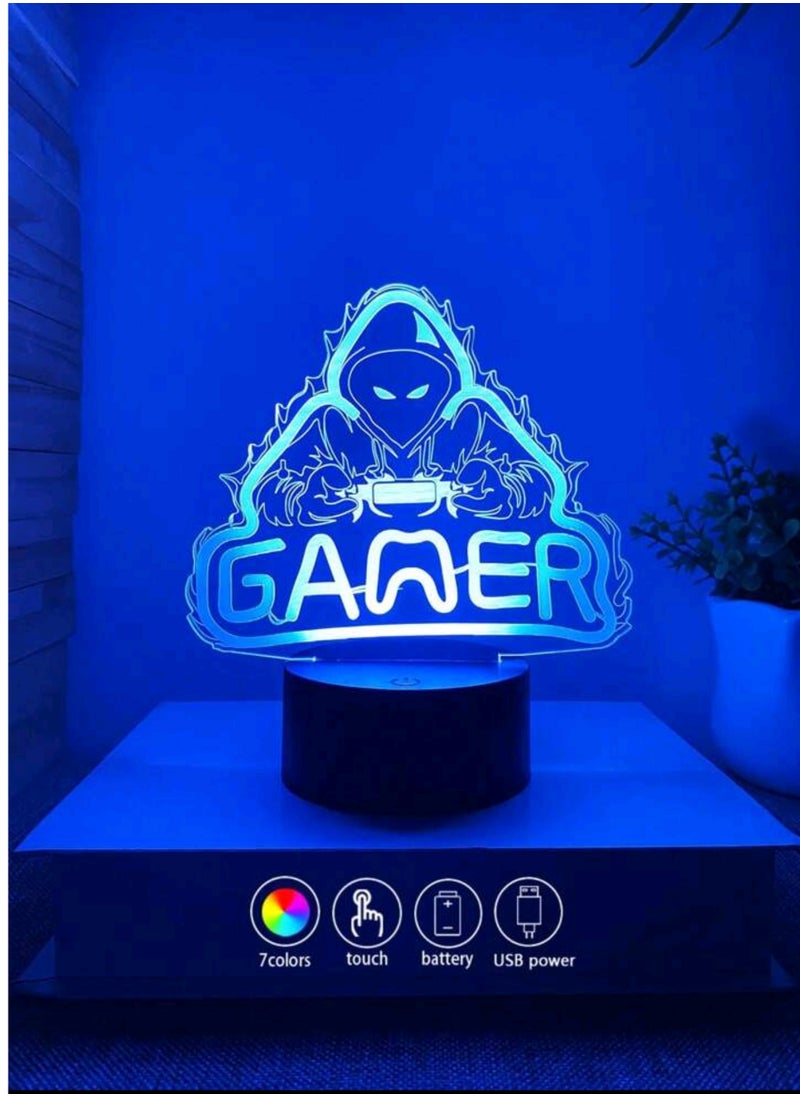 مصباح LED بتصميم ثلاثي الأبعاد لتزيين الطاولة متعدد الألوان نمط القيمينق