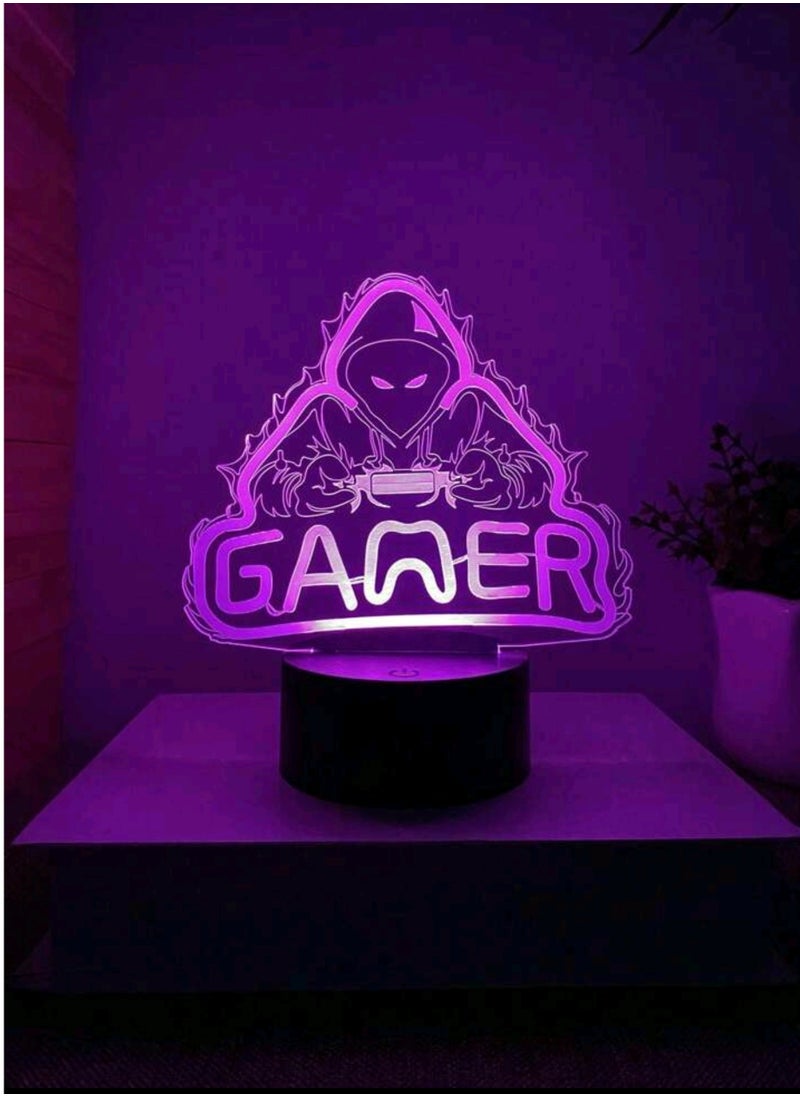 مصباح LED بتصميم ثلاثي الأبعاد لتزيين الطاولة متعدد الألوان نمط القيمينق