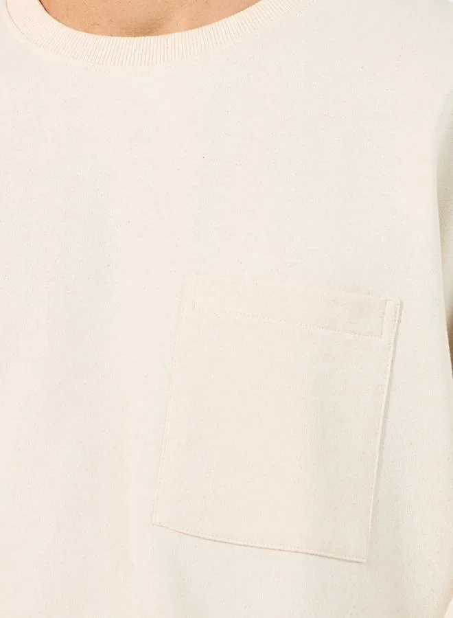 Styli Elasticated Cuff Detail Utility Boxy Sweatshirt with Pocket
