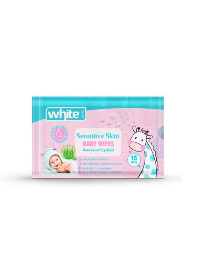 White Sensitive Skin Baby Wipes 15Pcs  - Pack Of 2 - Image 2