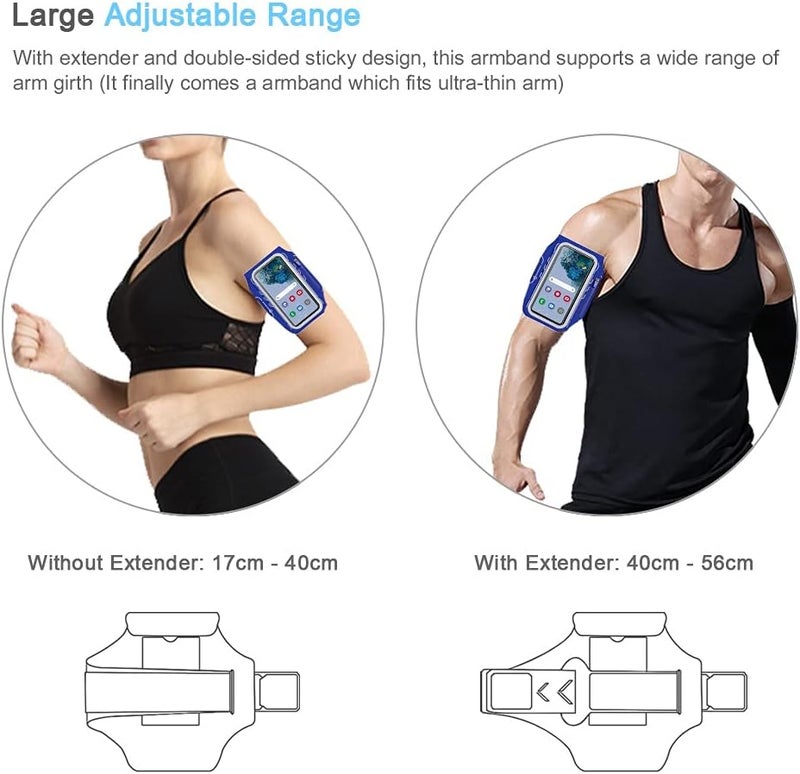 JEMACHE Armband for Samsung Galaxy S25 S24 S23 S22 S21 Ultra/Plus/FE, Gym Running Workouts Arm Band with Earbuds Holder (Nav Blue) - Image 4