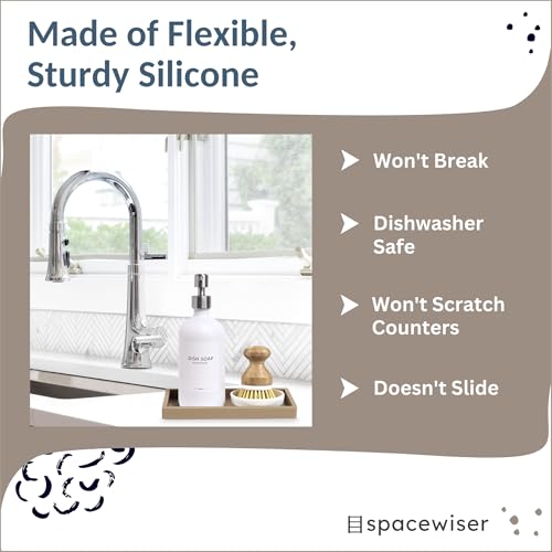Spacewiser Countertop and Vanity Tray - Small 7.7” Silicone Tray for Soap Dispenser Bottles, Bathroom Trays, Kitchen Sink Trays, Sink Caddy Kitchen Sinks Organizer, Soap Dish & Sponge Holder Mat - Image 4