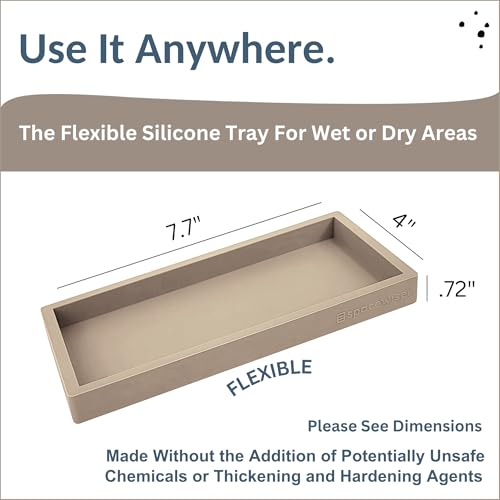 Spacewiser Countertop and Vanity Tray - Small 7.7” Silicone Tray for Soap Dispenser Bottles, Bathroom Trays, Kitchen Sink Trays, Sink Caddy Kitchen Sinks Organizer, Soap Dish & Sponge Holder Mat - Image 3