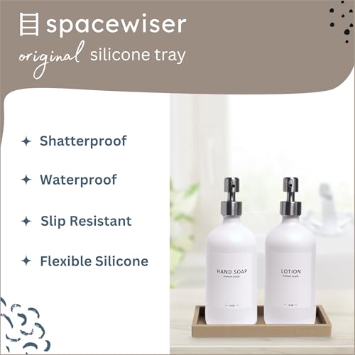 Spacewiser Countertop and Vanity Tray - Small 7.7” Silicone Tray for Soap Dispenser Bottles, Bathroom Trays, Kitchen Sink Trays, Sink Caddy Kitchen Sinks Organizer, Soap Dish & Sponge Holder Mat - Image 2