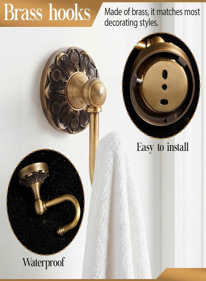 Otoolling 4 Pcs Antique Brass Bathroom Hardware Set, Bathroom Accessories Set, 24 Inch Wall Mounted Bath Towel Bar Toilet Paper Holder Hand Towel Holder Robe Hook for Shower Room Toilet(Single Layer) - Image 3