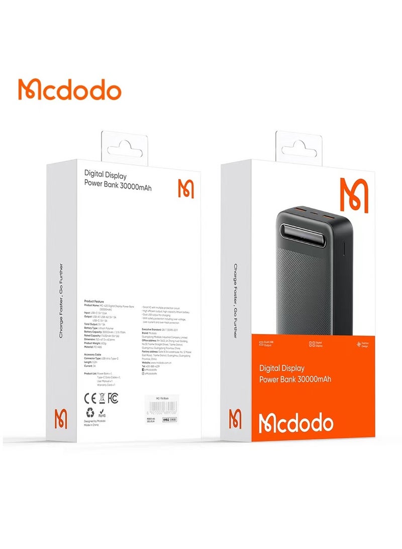 MCDODO MC-420 30000mah Large Capacity Power Bank 3 Output Display Battery - Image 2