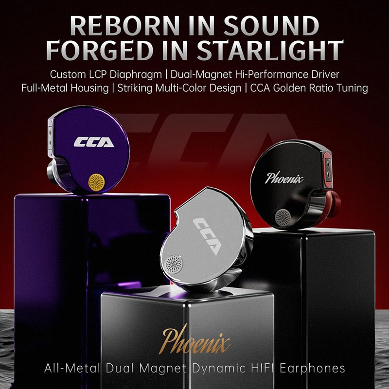 CCA Phoenix in-Ear Monitor Headphones, Dual-Magnet Dynamic Driver IEM with HiFi Clear Sound & Deep Bass, Full-Metal Professional Gaming Earbuds for Musicians, Singers - Image 2