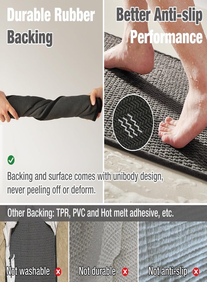 TYUU Bathroom Rugs Non Slip Washable, Super Absorbent Thin Bath Mat Small Quick Dry Low Pile Bathroom Rug, Dark Grey 16"x24" - Image 4