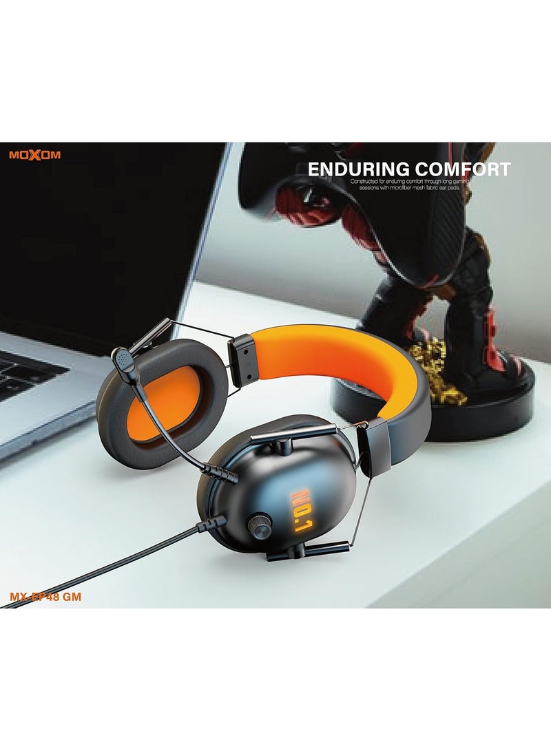 MOXOM MX-EP48 GM Over-ear wired RGB Gaming 3D Surround Headset Microphone Interactive Light - Black - Image 2