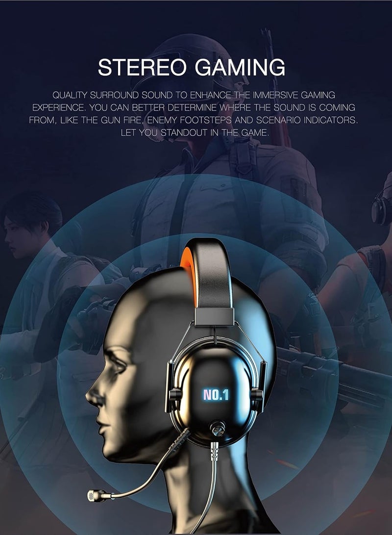 MOXOM MX-EP48 GM Over-ear wired RGB Gaming 3D Surround Headset Microphone Interactive Light - Black - Image 4