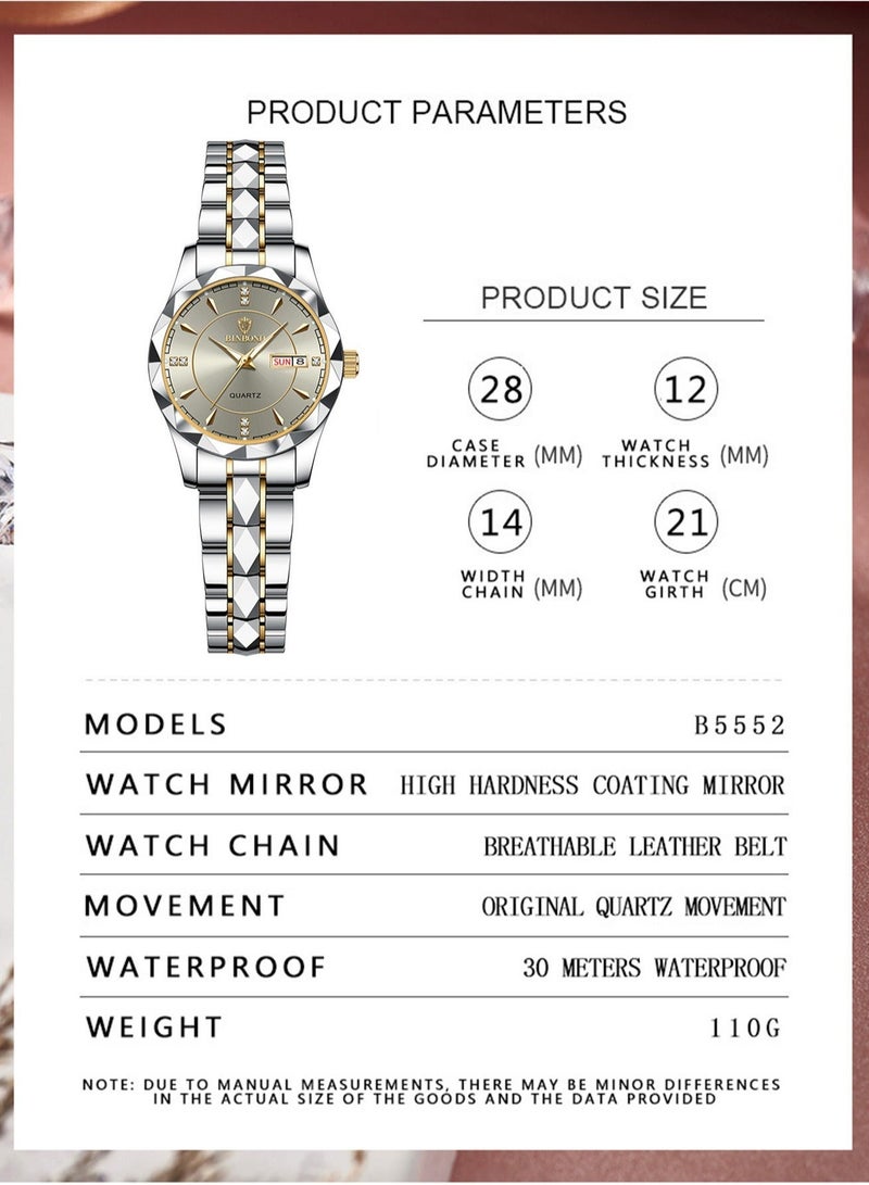 بينبوند ساعات كوارتز نسائية من أفضل العلامات التجارية الفاخرة والأزياء التجارية المقاومة للماء وساعة التاريخ الأسبوعية الرياضية للنساء - Image 3