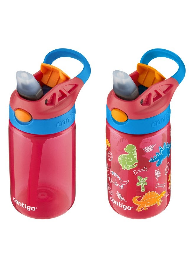 Contigo 14Oz Kids Cleanable Water Bottle With Silicone Straw And Spill-Proof Lid, 2-Pack In Watermelon & Dinos, Dishwasher-Safe - Image 2