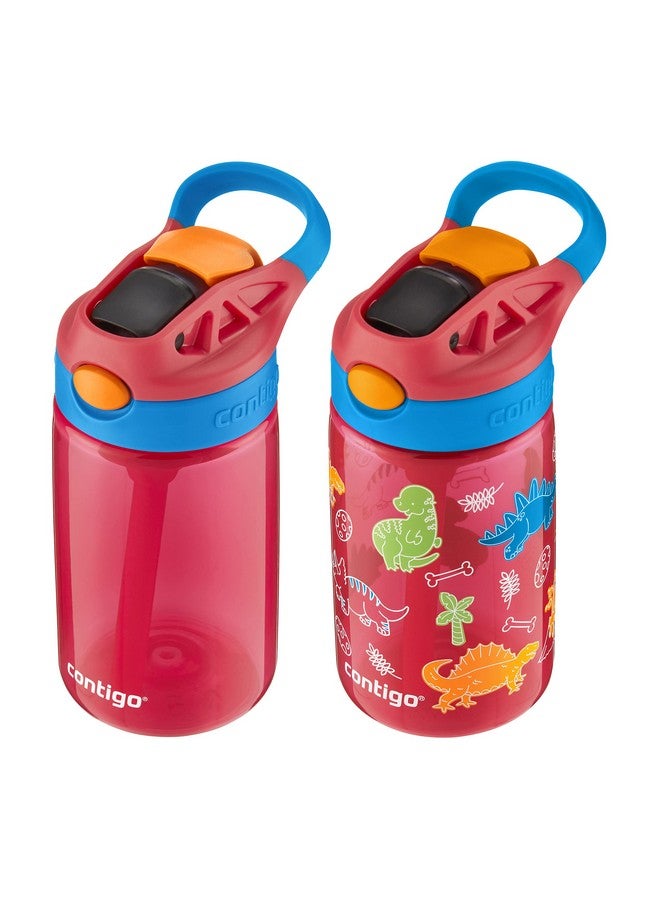 Contigo 14Oz Kids Cleanable Water Bottle With Silicone Straw And Spill-Proof Lid, 2-Pack In Watermelon & Dinos, Dishwasher-Safe - Image 3
