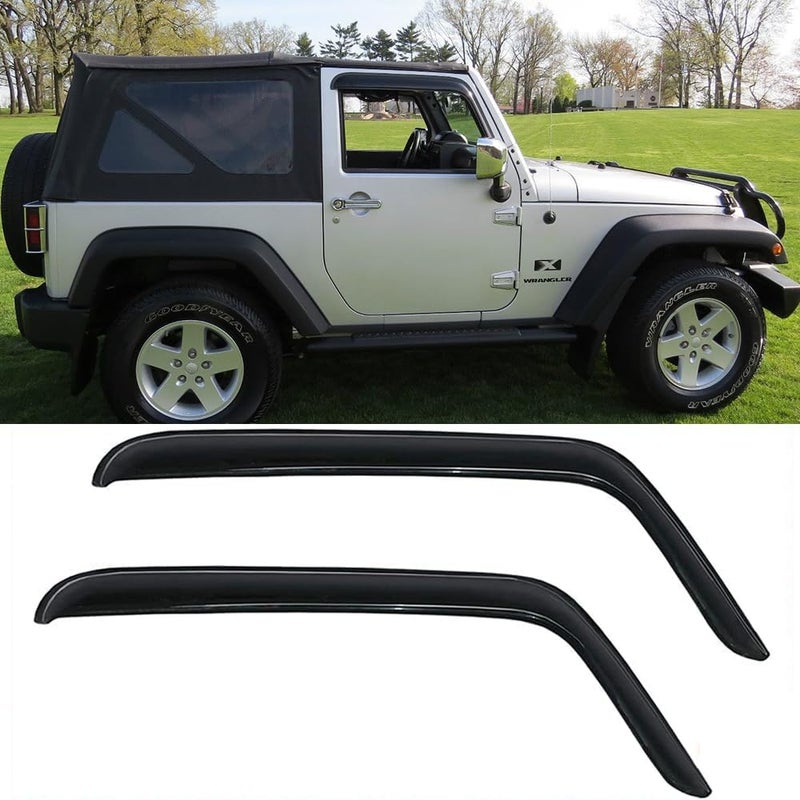 Puermto Original Side Window Wind Deflector Set for 2007-2018 Jeep Wrangler JK 2-Door - Image 1