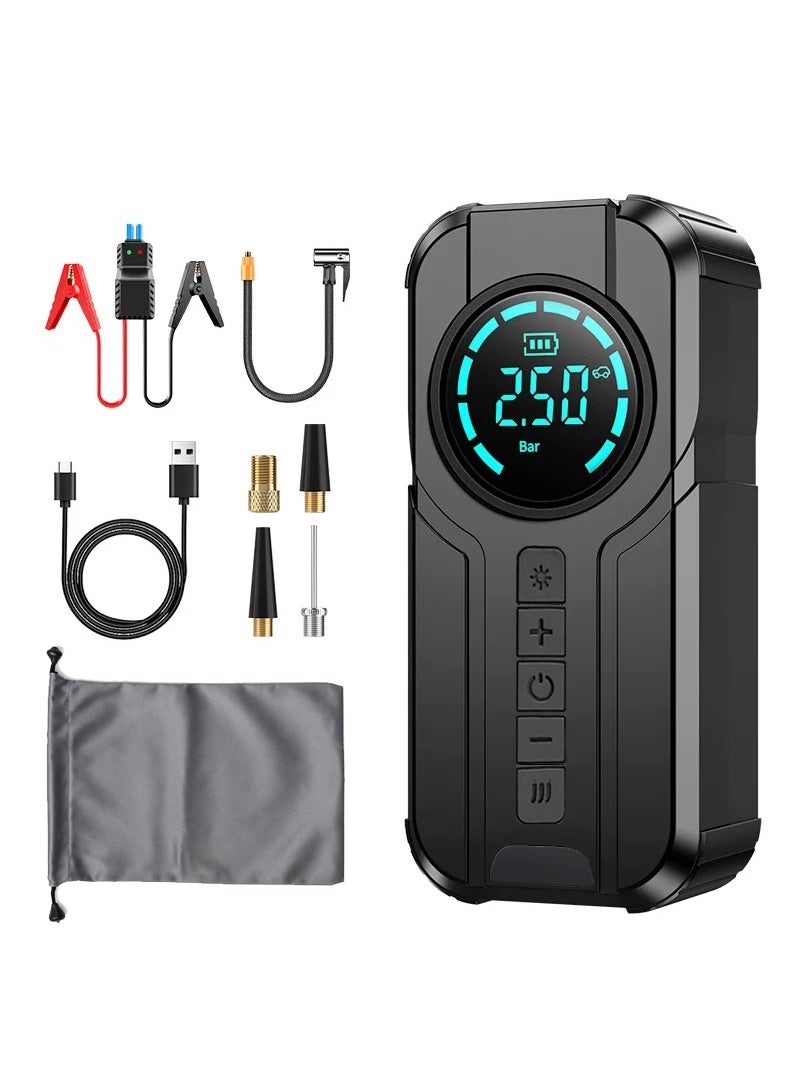 AGD Jump Starter (2500 mAh) with built-in Air Compressor (150 PSI), LED Light, for Emergency Situations - Image 5