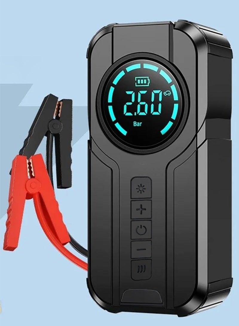 AGD Jump Starter (2500 mAh) with built-in Air Compressor (150 PSI), LED Light, for Emergency Situations - Image 1