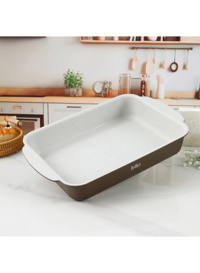 Julia Elite Prof Rectangular Pan 34cm - Brown - Beige Granite Non-Stick - Induction Ready - Image 2