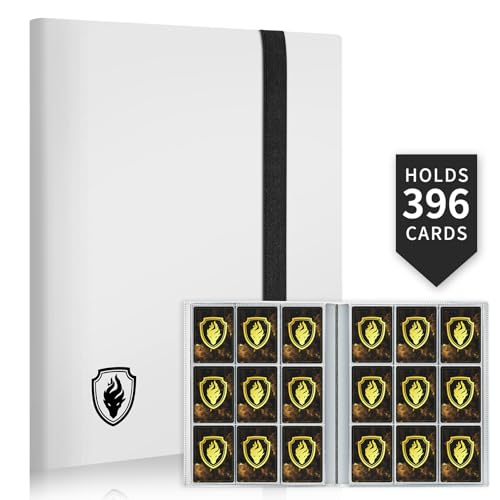 Fabmaker Card Binder 9 Pocket Fabmaker 396 Pockets Trading Card Binder Premium Collector Card Album for Standard Cards Side Loading Card Collection Folder for Game Cards Sport Cards White - Image 1