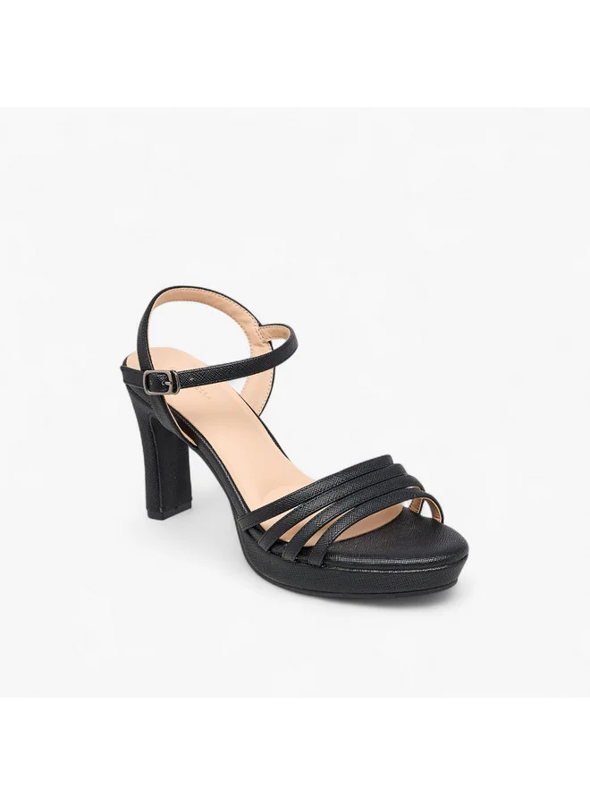 فلورا بيلا من شو إكسبرس Women Animal Print Block Heel Sandals with Buckle Closure