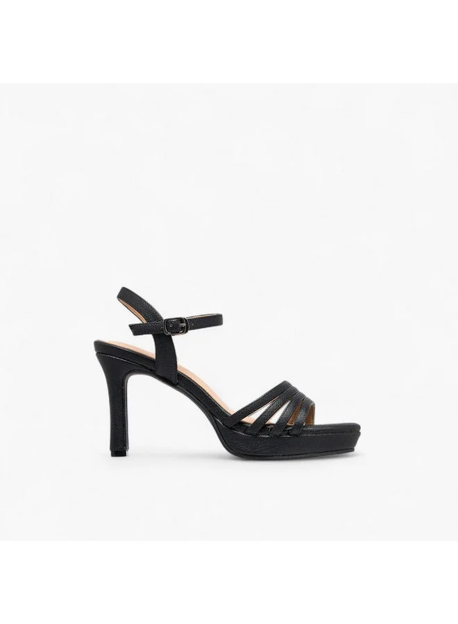 Women Animal Print Block Heel Sandals with Buckle Closure