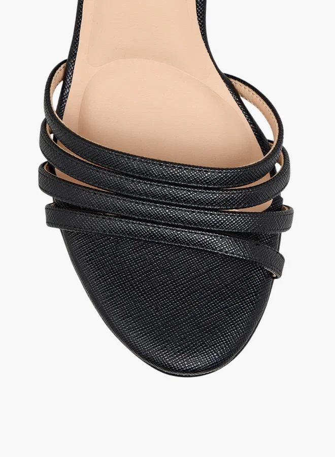 Flora Bella By Shoexpress BLACK Flora Bella Textured Block Heel Sandals With Buckle Closure for Women | Best Price UAE