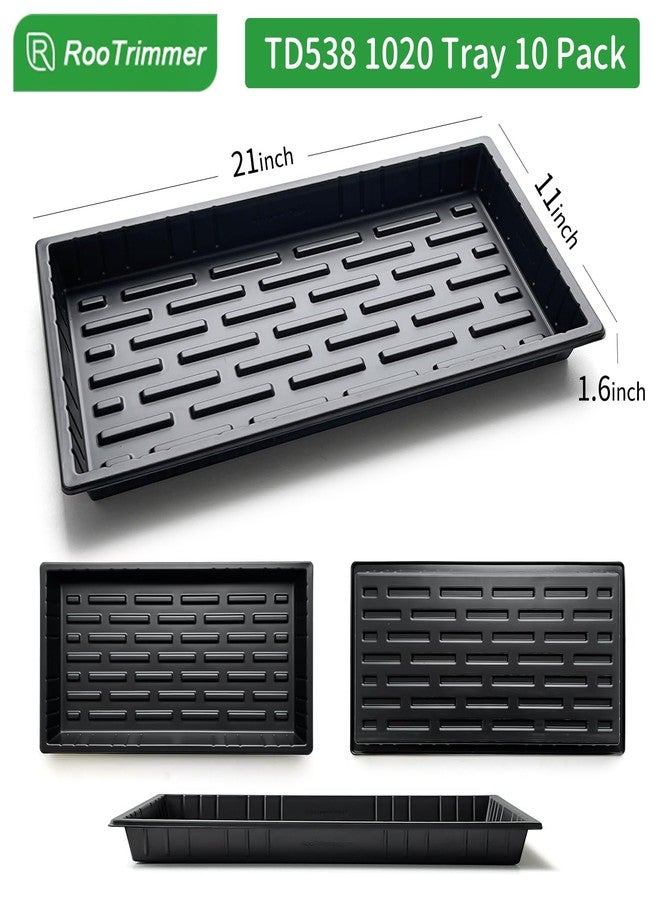 RooTrimmer 1020 Nursery Trays, Heavy Duty Seed Starter Tray Super Sturdy Seedling Tray for 72/128 Cell Plug Trays Germination Transplantation (21"×11", 10-Pack,1.6" Deep, TD538) - Image 2
