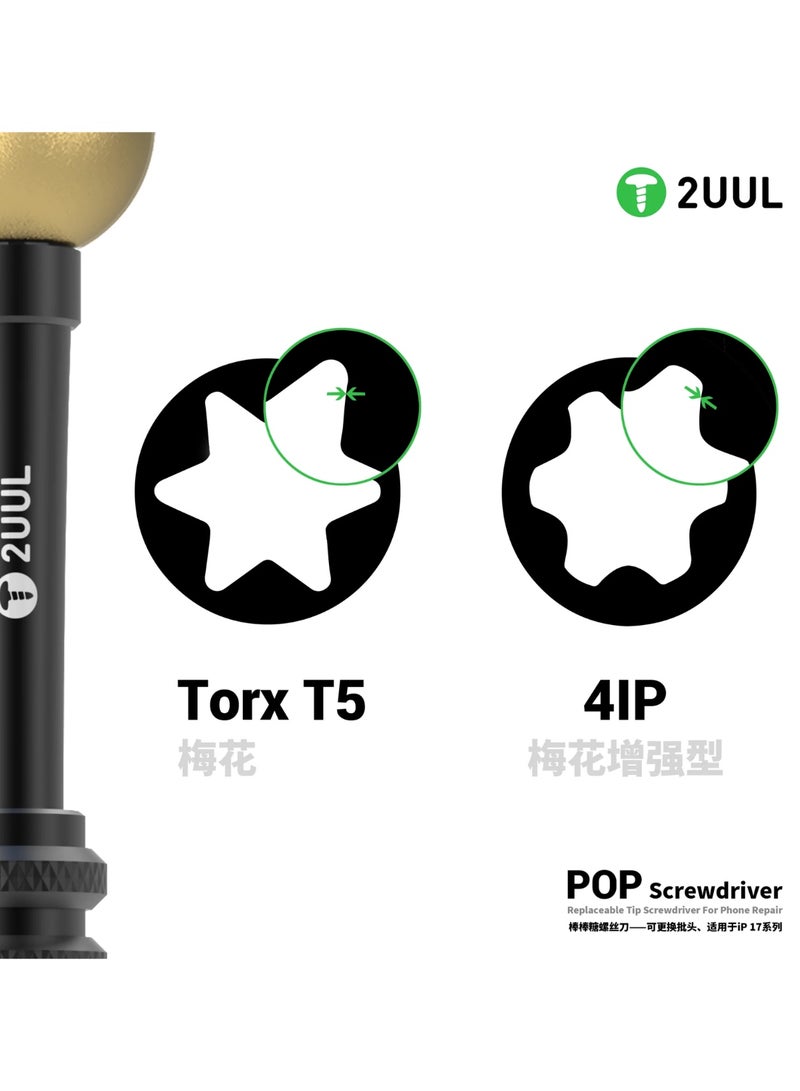 2UUL SD87 POP Replaceable Tip Screwdriver 4IP Enhanced Torx for iPhone 17 Series Bottom Screw Removal - Image 5