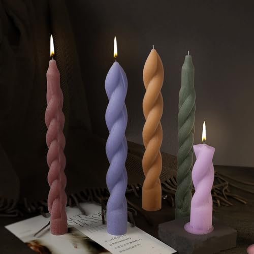 ESEENS 2 Pack Stick Candle Wave Pillar Candle & Resin Mold - Resin Casting Silicone Molds for Home Decor & Candle Making Wave Spiral Mold - Image 2