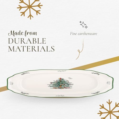 Spode Christmas Tree Collection 19" Sculpted Platter - Nostalgic Tree Design, Holiday Serving Tray for Christmas Dinners - Fine Porcelain, Dishwasher & Microwave Safe, Vintage-Inspired Tableware - Image 3