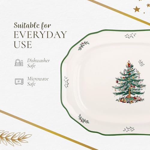 Spode Christmas Tree Collection 19" Sculpted Platter - Nostalgic Tree Design, Holiday Serving Tray for Christmas Dinners - Fine Porcelain, Dishwasher & Microwave Safe, Vintage-Inspired Tableware - Image 5