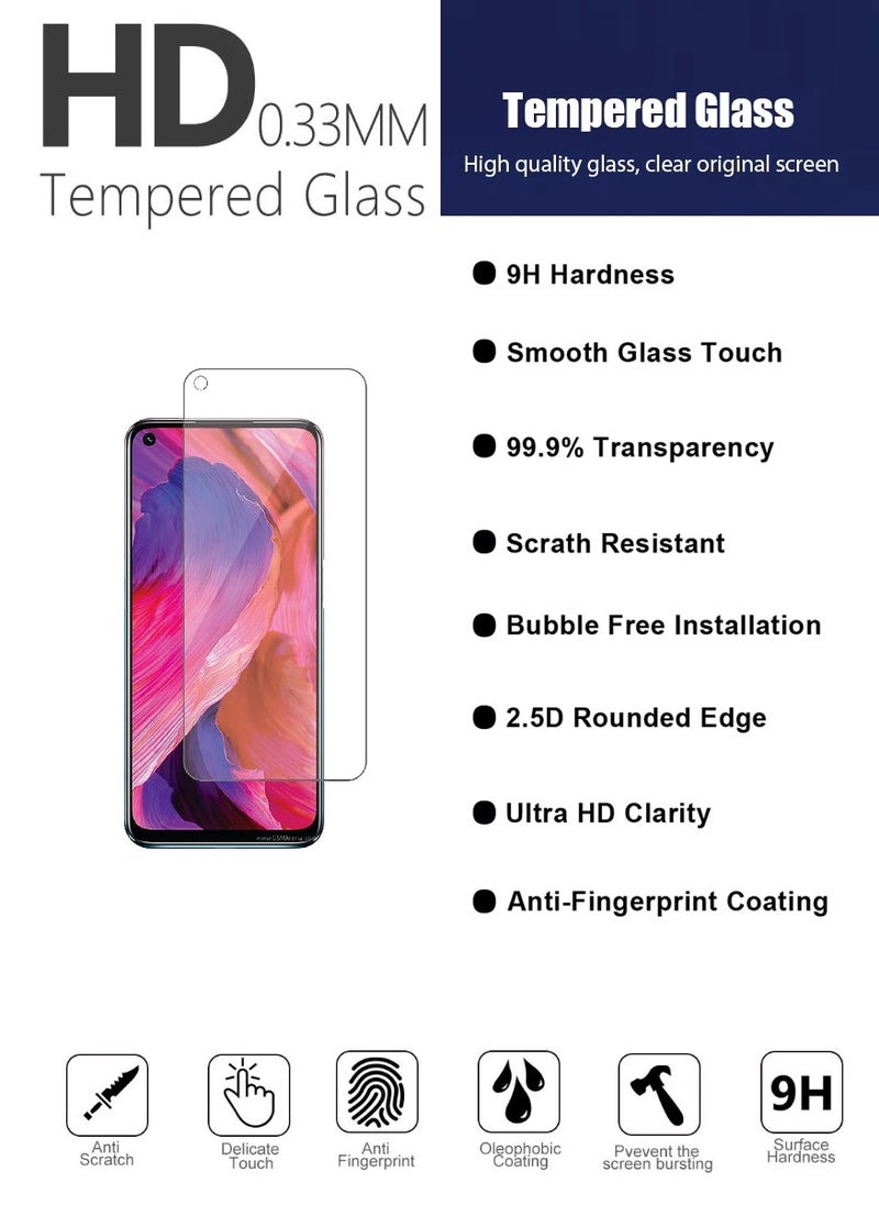 2 Pieces  Tempered Glass Screen Protector Clear Designed For Oppo A54 5G Full Screen Coverage And Bubble Free