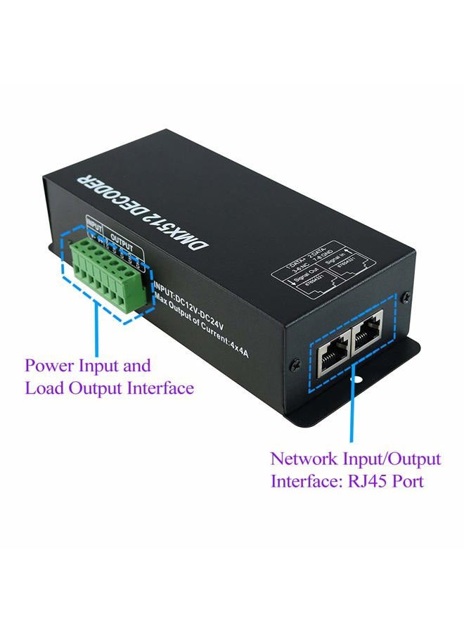 AKEPO LED DMX 4CH Digital Display Decoder, Dimming Driver LED DMX512 Controller for RGBW Strip Light DC12-24V 4A/CH (4 Channel with Display) - Image 3