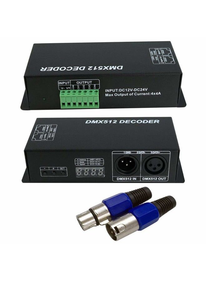 AKEPO LED DMX 4CH Digital Display Decoder, Dimming Driver LED DMX512 Controller for RGBW Strip Light DC12-24V 4A/CH (4 Channel with Display) - Image 1