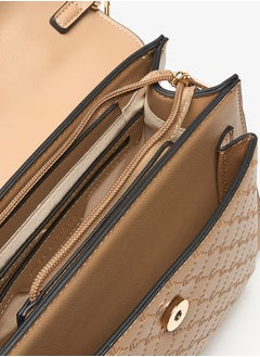 Le Confort حقيبة Le Confort Monogram Embossed Satchel مزودة بقفل بزر وحزام قابل للفصل  - Image 5