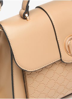 Le Confort حقيبة Le Confort Monogram Embossed Satchel مزودة بقفل بزر وحزام قابل للفصل  - Image 4