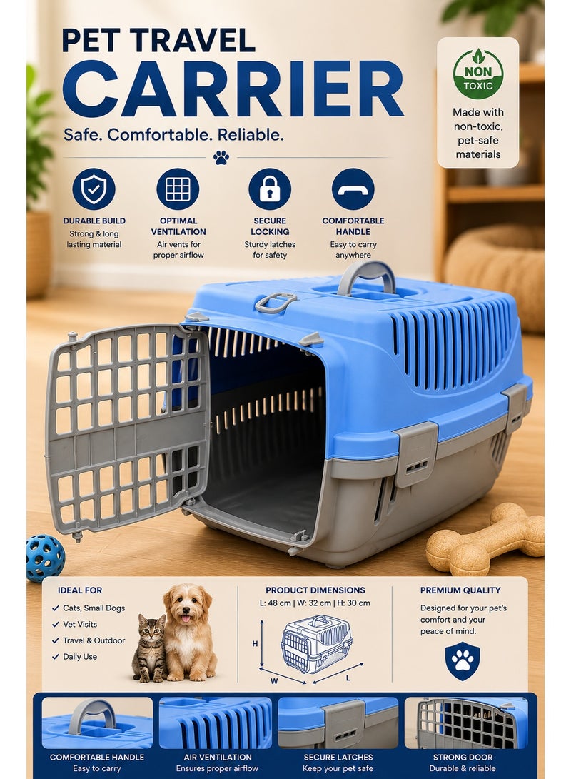 Portable Pet Carrier Cage – Secure Travel Crate for Cats & Small Pets – Ventilated Lightweight Pet Transport Box with Carry Handle - Image 1
