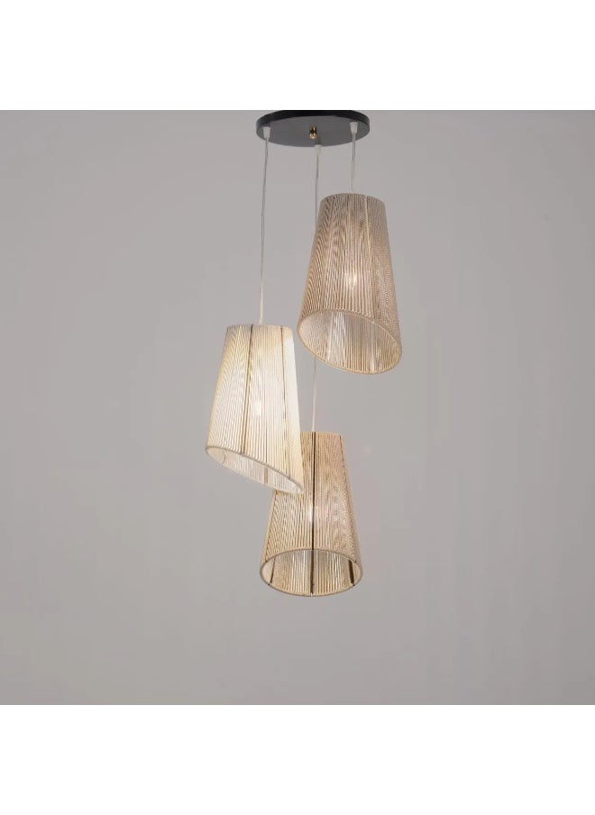 tbshomelamp Macrame-Boho Fabric Celling Lighting Beige 75x35 cm  - Image 2
