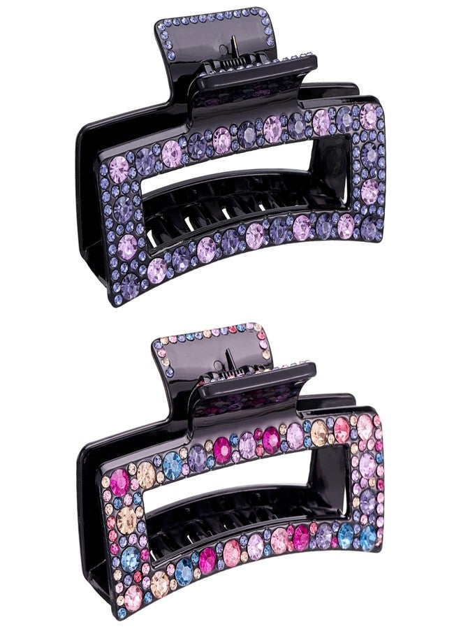 Sinide Rhinestone Crystal Hair Clips, 2 Pack Exquisite Hair Claw Clips Nonslip Hair Claws for Thick Long Hair, Fashion Hair Clamp Accessories for Women Ladies Strong Hold Hair Barrette for Hair Styling - Image 2