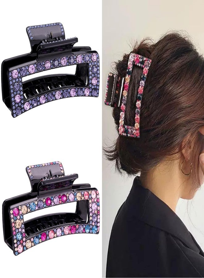 Sinide Rhinestone Crystal Hair Clips, 2 Pack Exquisite Hair Claw Clips Nonslip Hair Claws for Thick Long Hair, Fashion Hair Clamp Accessories for Women Ladies Strong Hold Hair Barrette for Hair Styling - Image 1